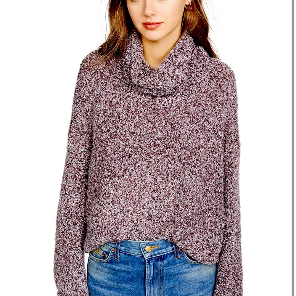 Free People Lavender Marled Cowl Neck Sweater